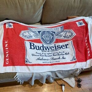 VINTAGE Budweiser Red and White BEACH TOWEL